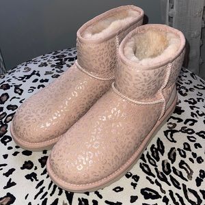 UGG Women's Classic Mini Snow Leopard Ankle Boot
